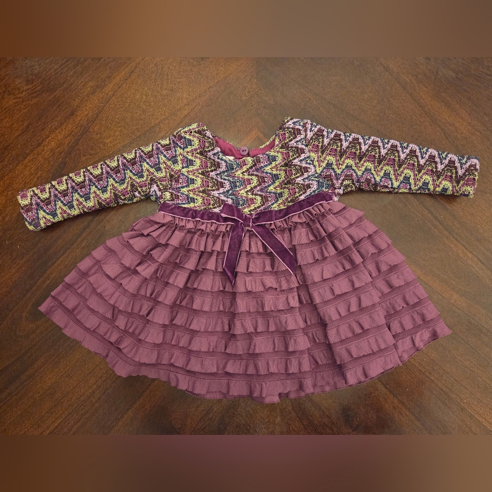 Bonnie Baby Purple and Green Textured Dress
